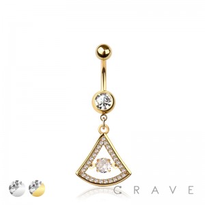 316L SURGICAL STEEL MULTI CZ HOLOW TEAR DROP BEZEL CENTER DANGLE BELLY BUTTON NAVEL RING 